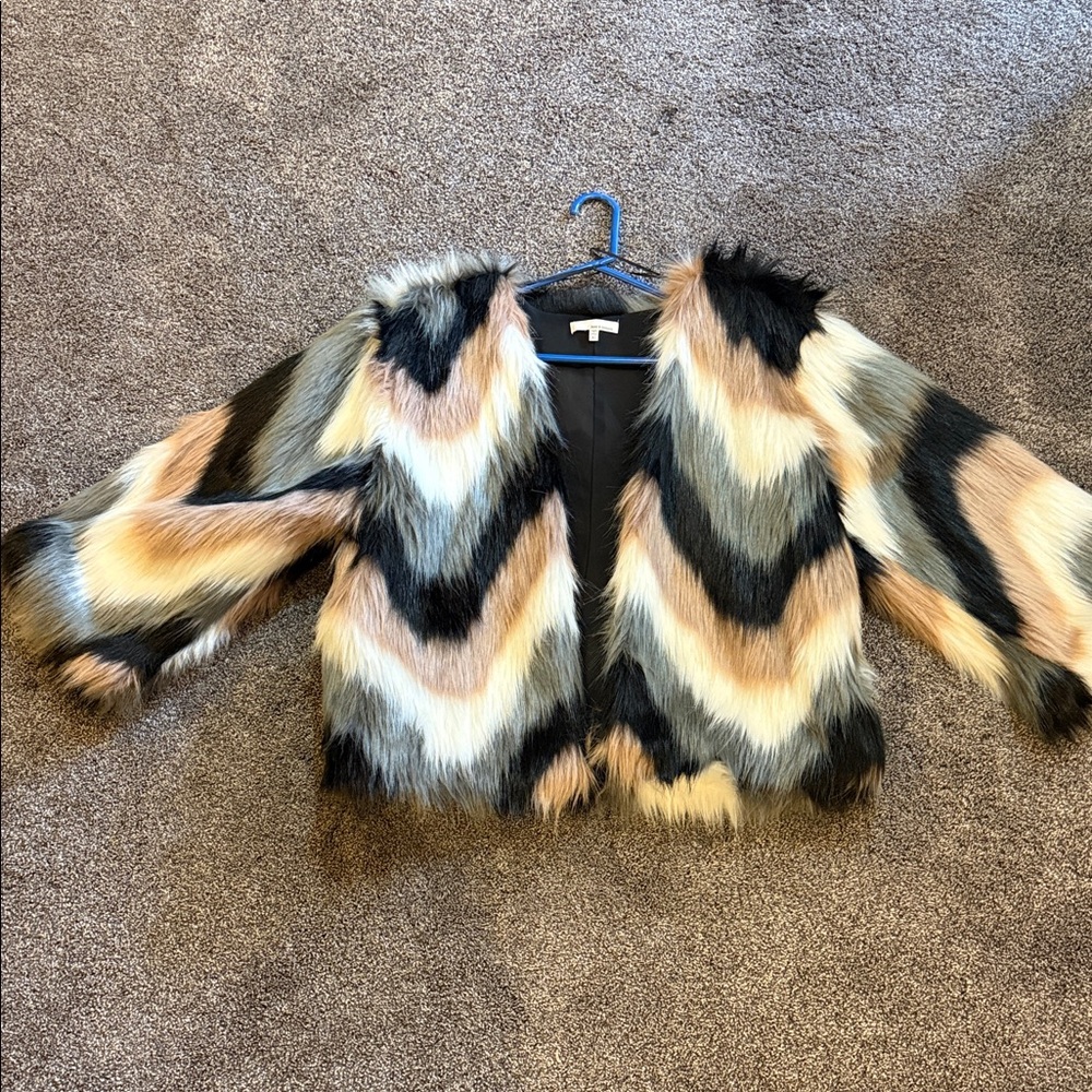 June & Hudson Multicolor Faux Fur Jacket
